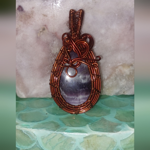 Wire Wrapped Chevron Amethyst Pendant - Picture 2 of 4